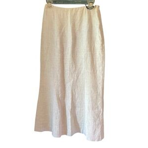 Vintage Hobbs London Linen Midi Skirt Powder Blue A-Line Fit & Flare Sz 2/4